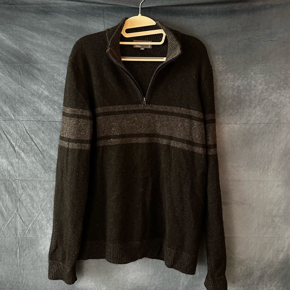 Vince Zip Up Wool Sweater